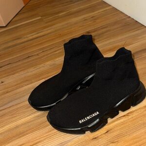 Balenciaga Men's Black Knit Sneakers
